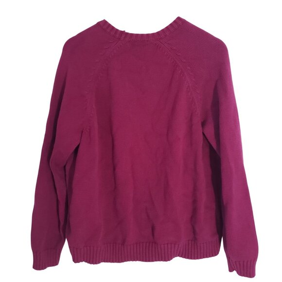 Lands‎ End Womens Plus Size 1X Red Knit Pull Over Sweater Cotton Autumn Layering - Picture 2 of 6